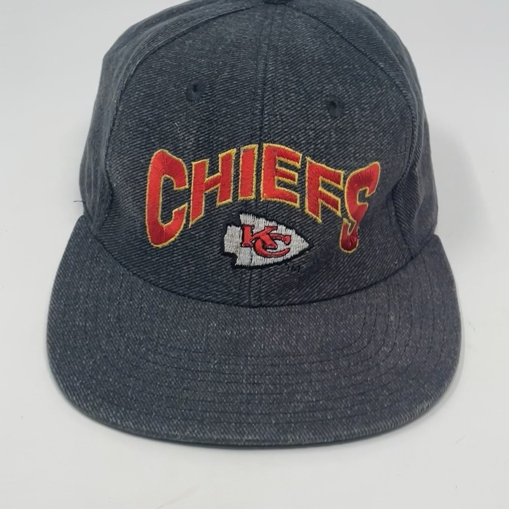 Vintage 90s‎ Kansas City Chiefs Annco Team NFL Denim Script Snapback Hat Rare